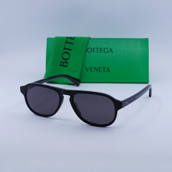 Bottega Veneta BV1292S 001 Aviator Sunglasses - Black/Grey - Picture 1 of 8